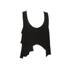 Display Item SYMPLI Black Crop-Smock Criss Cross Asymmetrical Tank Size16